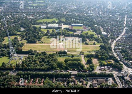 Site of The Crystal Palace, which was destroyed by fire in 1936, and the Crystal Palace Transmitting Station, Penge, Greater London Authority, 2021. Stock Photo