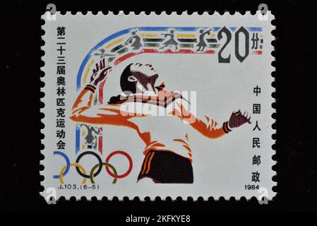 CHINA - CIRCA 1984: A stamps printed in China shows  23rd Olympic Games   Volleyball, circa 1984 Stock Photo