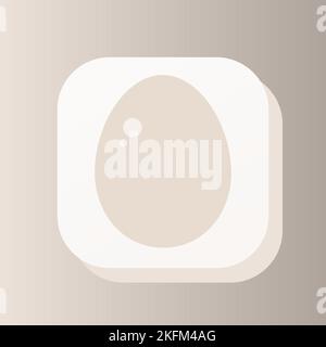 Animal egg 3d button outline icon. Healthy nutrition concept. White egg 3d symbol sign vector illustration isolated on gray color background Stock Vector