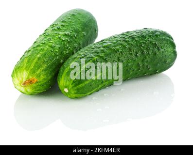 fresh dropped cucumbers Stock Photo