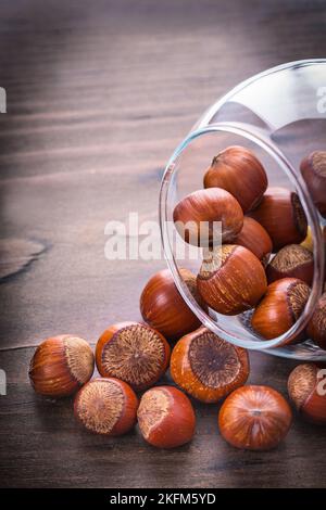 hazelnuts in transparent jar Stock Photo