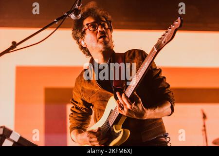 Laurent Brancowitz of French pop rock band Phoenix performs live at Alcatraz in Milano. Stock Photo