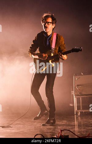 Laurent Brancowitz of French pop rock band Phoenix performs live at Alcatraz in Milano. Stock Photo