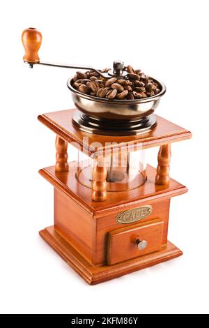 old coffee mill isolated Stock Photo