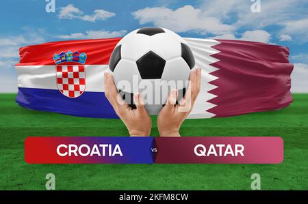 Croatia vs Qatar national teams soccer football match competition concept. Stock Photo