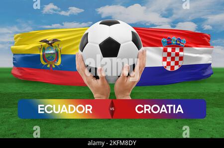 Ecuador vs Croatia national teams soccer football match competition concept. Stock Photo