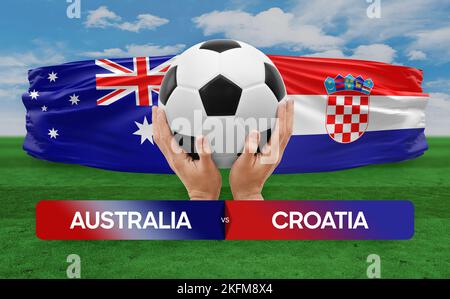 Australia vs Croatia national teams soccer football match competition concept. Stock Photo