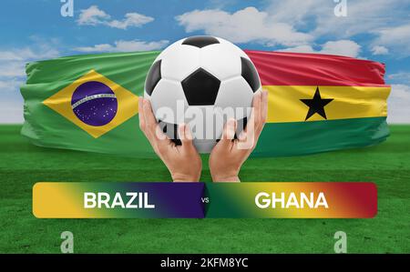 Brazil vs Ghana national teams soccer football match competition concept. Stock Photo