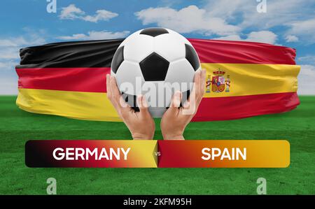 Germany vs Spain national teams soccer football match competition concept. Stock Photo