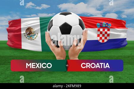 Mexico vs Croatia national teams soccer football match competition concept. Stock Photo