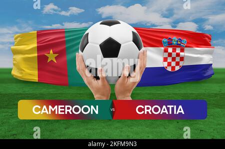 Cameroon vs Croatia national teams soccer football match competition concept. Stock Photo