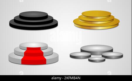 Podium icons, empty stage for award ceremony, vector illustration. Stock Vector
