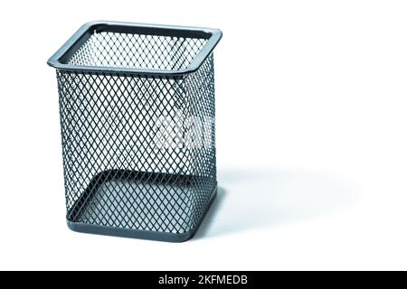 simply small black trash bin isolated on white Stock Photo