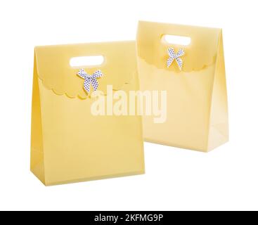 two yellow paper bags isolated Stock Photo