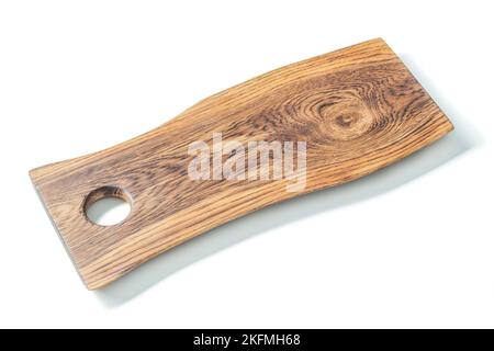 vintage oak wood serving cutting board isolated on white Stock Photo