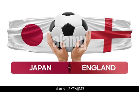 Japan vs England national teams soccer football match competition concept. Stock Photo