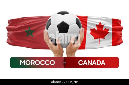 Morocco vs Canada national teams soccer football match competition concept. Stock Photo