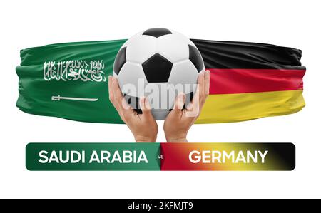 Saudi Arabia vs Germany national teams soccer football match competition concept. Stock Photo