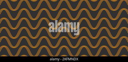 Pasta pattern, wavy lines, waves of spaghetti. Background for italian restaurant with yellow pasta. Ramen pattern Stock Vector