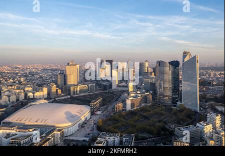 France, Hauts-de-Seine, the business district of La Défense and the indoor stadium of Paris La Défense Arena, also known as U Arena Stock Photo