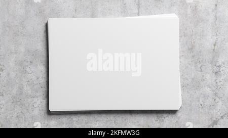 Stack of paper mockup on the concrete background Stock Photo