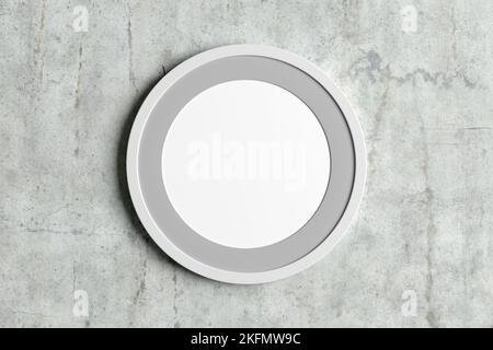 White round frame poster mock up on the concrete wall. Front view Stock Photo