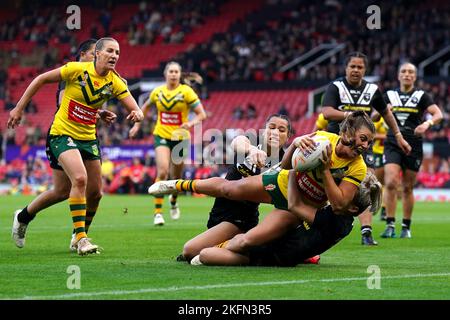 Australia's Jessica Sergis scores their side's ninth try during the ...