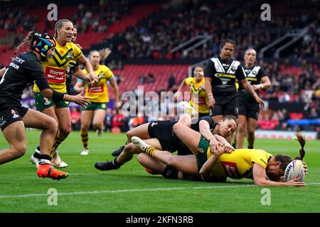 Australia's Jessica Sergis scores their side's ninth try during the ...