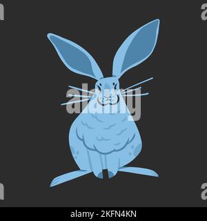 Hand drawn abstract vector graphic clipart illustration collection with blue adorable cute,realistic bunny character.Trendy kids modern design concept Stock Vector