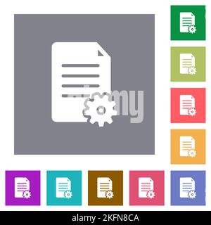 Document setup solid flat icons on simple color square backgrounds Stock Vector