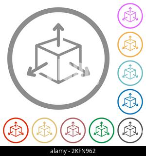 Scalability flat color icons in round outlines on white background Stock Vector
