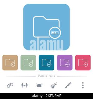 Directory processing outline white flat icons on color rounded square backgrounds. 6 bonus icons included Stock Vector