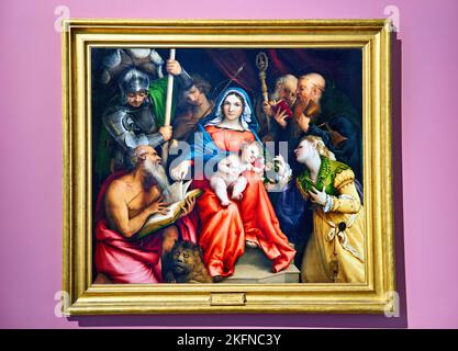 Rome Lazio Italy. The Galleria Nazionale d'Arte Antica, an art museum in Palazzo Barberini. Mystical Marriage of St Catherine by Lorenzo Lotto Stock Photo