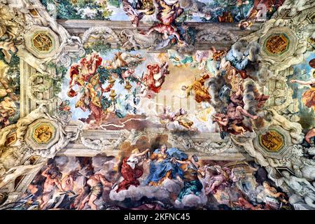 Rome Lazio Italy. The Galleria Nazionale d'Arte Antica or National Gallery of Ancient Art, an art museum in Palazzo Barberini. Frescoed ceiling vault Stock Photo