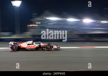 19th November 2022; Yas Marina Circuit, Yas Island, Abu Dhabi; Kevin Magnussen (DEN) Haas F1 VF-22 Ferrari, during qualifying at the F1 Grand Prix of Abu Dhabi Stock Photo