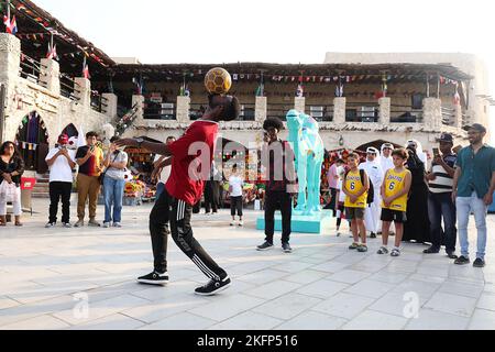 Doha, Qatar on November 19, 2022. More and more fans from different parts of the world can be seen at Souq Waqif market ahead of the start of the FIFA World Cup in Doha, Qatar on November 19, 2022. Photo: Goran Stanzl/PIXSELL Stock Photo