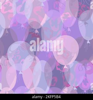 seamless pattern with pink hearts and multicolored balloons without background Stock Vector