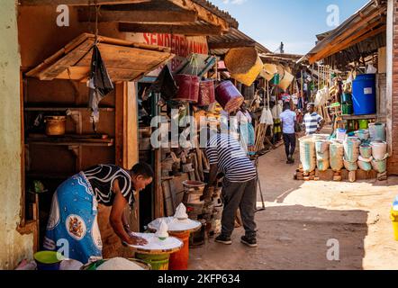 A market street scene in Mzuzu, Malawi Stock Photo