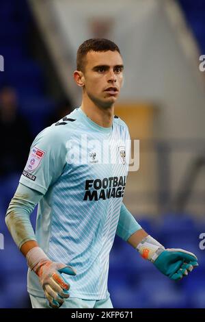 Nik Tzanev #1 of AFC Wimbledon during the Sky Bet League 2 match Tranmere Rovers vs AFC Wimbledon at Prenton Park, Birkenhead, United Kingdom, 19th November 2022  (Photo by Phil Bryan/News Images) Stock Photo