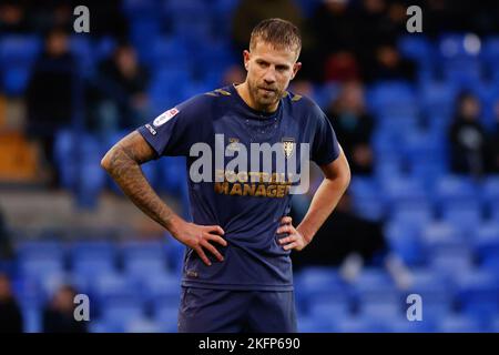 Harry Pell #8 of AFC Wimbledon during the Sky Bet League 2 match Tranmere Rovers vs AFC Wimbledon at Prenton Park, Birkenhead, United Kingdom, 19th November 2022  (Photo by Phil Bryan/News Images) Stock Photo