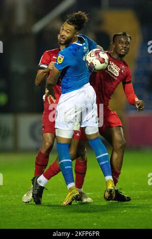 Kyle Wootton (19)of Stockport County during the Sky Bet League 2 match between Stockport County and Leyton Orient at the Edgeley Park Stadium, Stockport on Saturday 19th November 2022. (Credit: Mike Morese | MI News) Credit: MI News & Sport /Alamy Live News Stock Photo