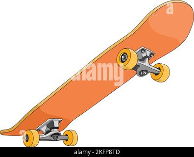 Vector illustration of orange skateboard cartoon Stock Vector