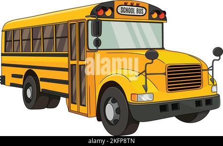 Vector illustration of School Bus in yellow color cartoon Stock Vector
