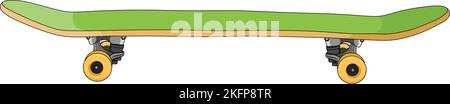 Vector illustration of green skateboard cartoon Stock Vector