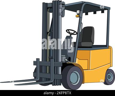 Vector illustration of Forklift vehicle in yellow color cartoon Stock Vector