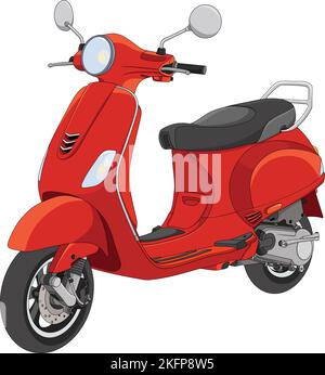 Vector illustration of Red Scooter cartoon Stock Vector
