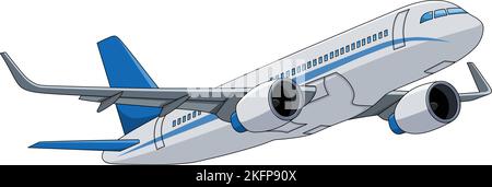 Airplane flying cartoon vector illustration Stock Vector