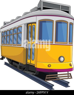 Yellow Tram cartoon vector illustration Stock Vector