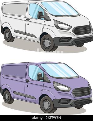 Vector illustration of Van in two color white and blue Stock Vector