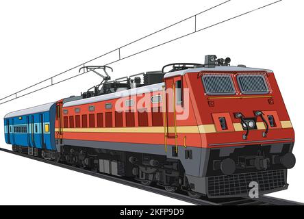 Indian Train cartoon vector illustration Stock Vector